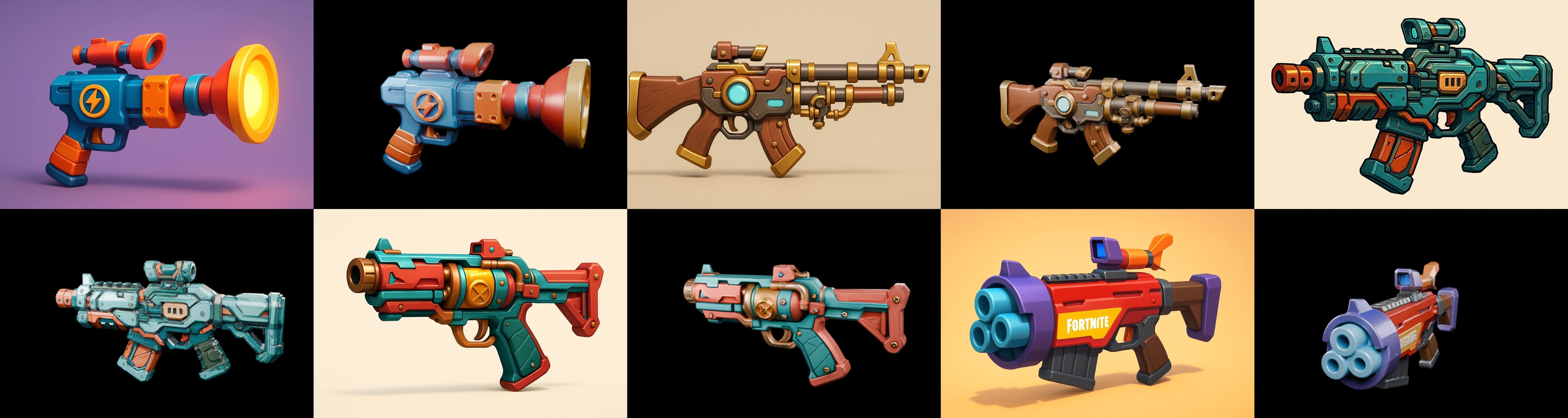 Weapon Rifle and Space Gun bundle 3 pack 100 glb Low-poly 3D model_16