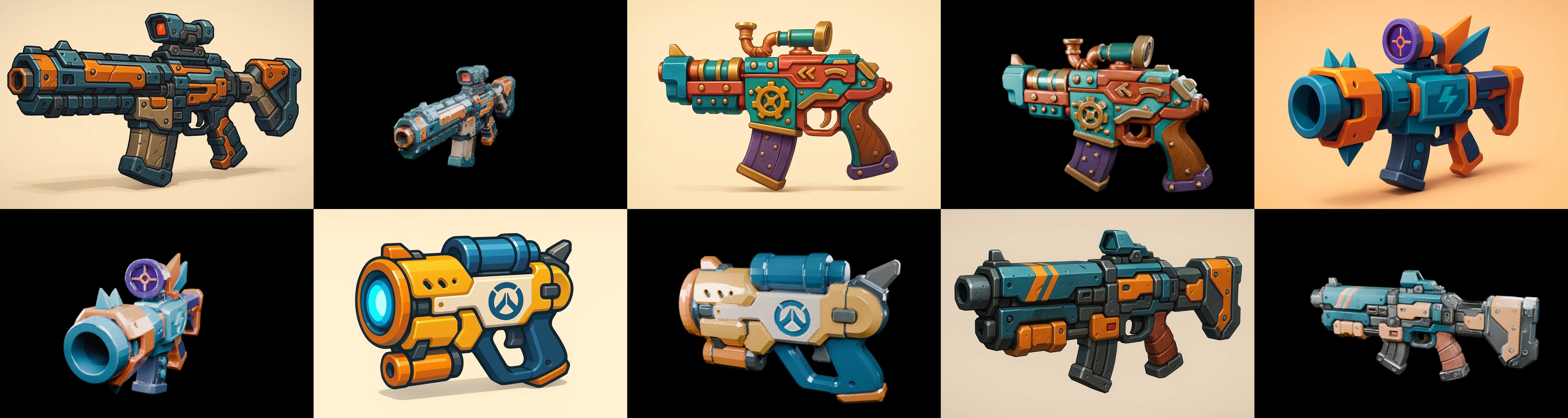 Weapon Rifle and Space Gun bundle 3 pack 100 glb Low-poly 3D model_12