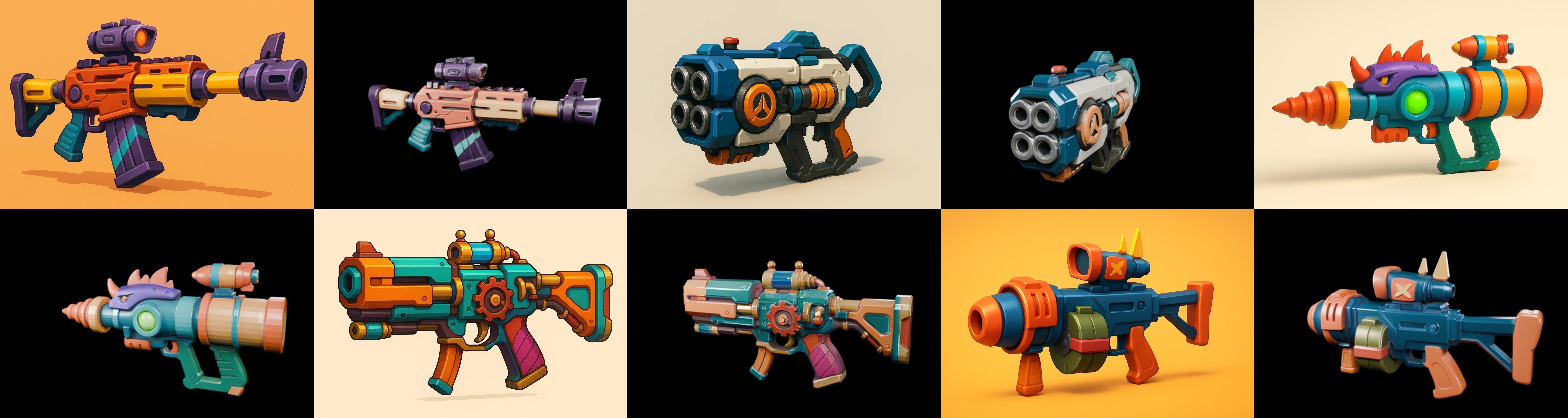 Weapon Rifle and Space Gun bundle 3 pack 100 glb Low-poly 3D model_4