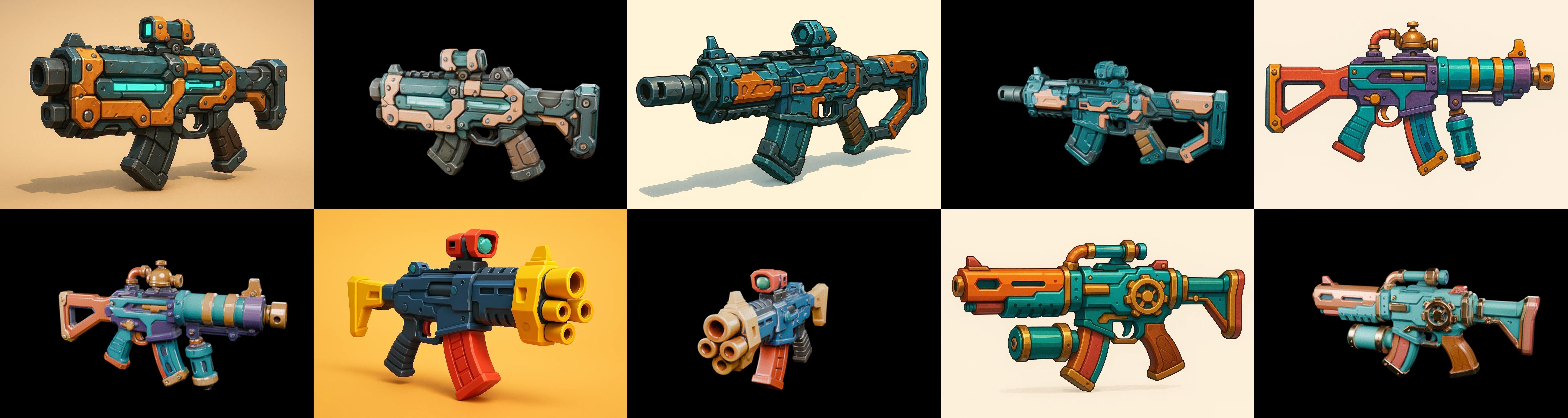 Weapon Rifle and Space Gun bundle 3 pack 100 glb Low-poly 3D model_1