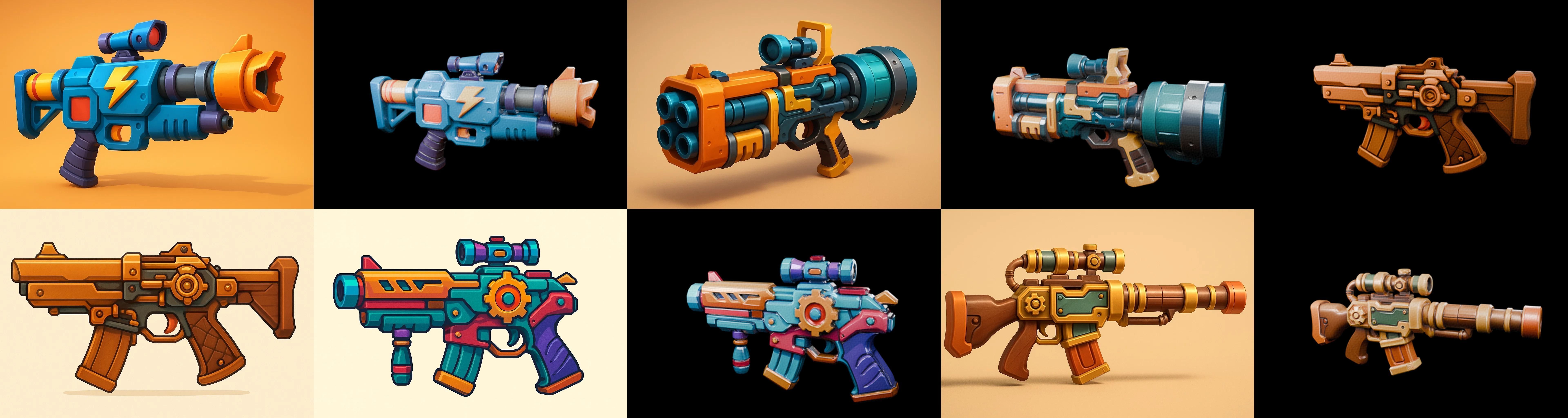 Weapon Rifle and Space Gun bundle 3 pack 100 glb Low-poly 3D model_13