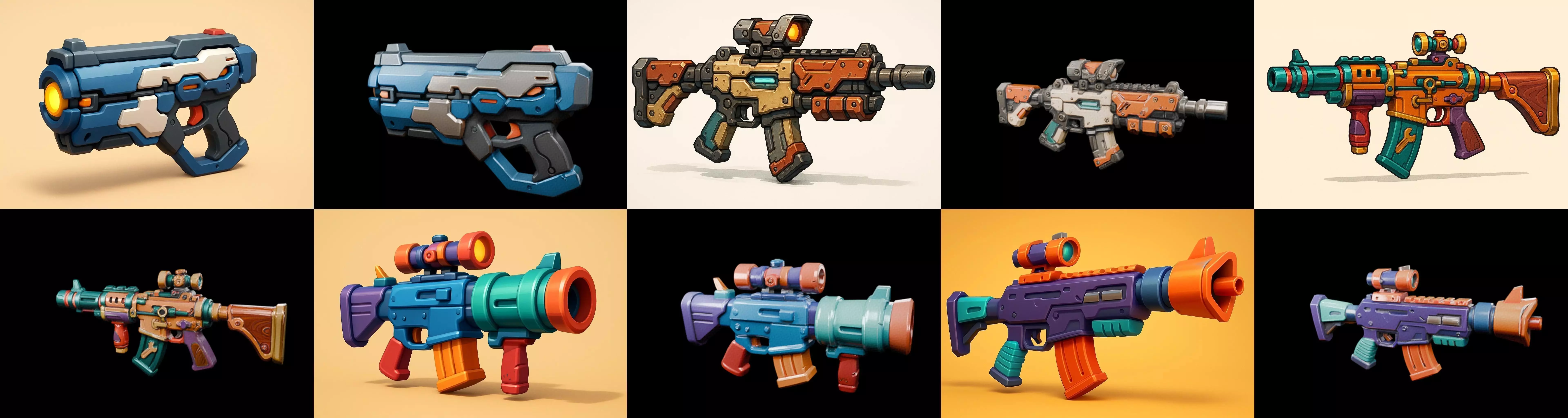 Weapon Rifle and Space Gun bundle 3 pack 100 glb Low-poly 3D model_0