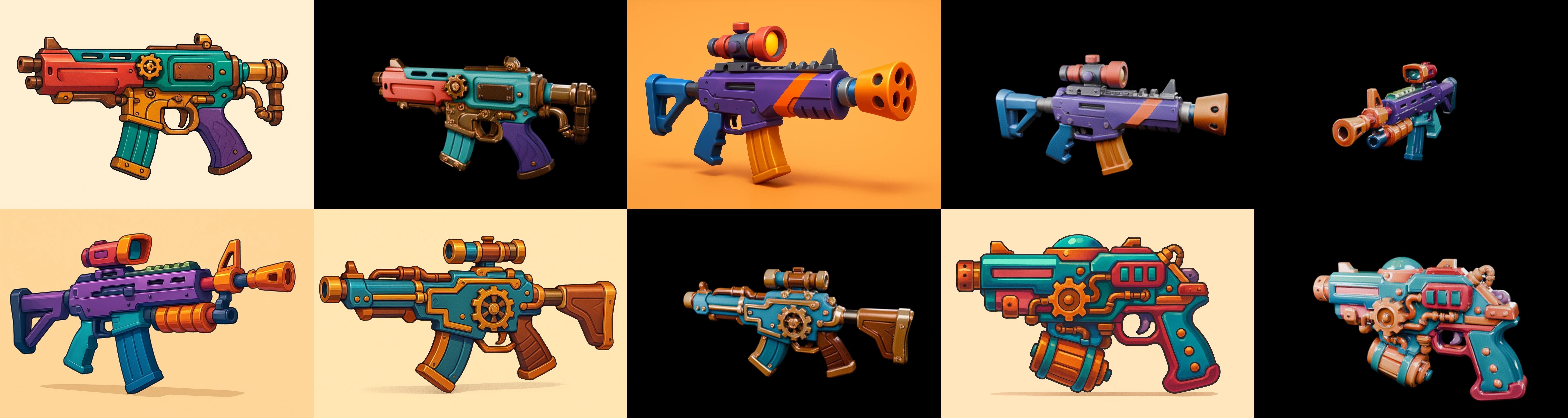 Weapon Rifle and Space Gun bundle 3 pack 100 glb Low-poly 3D model_17