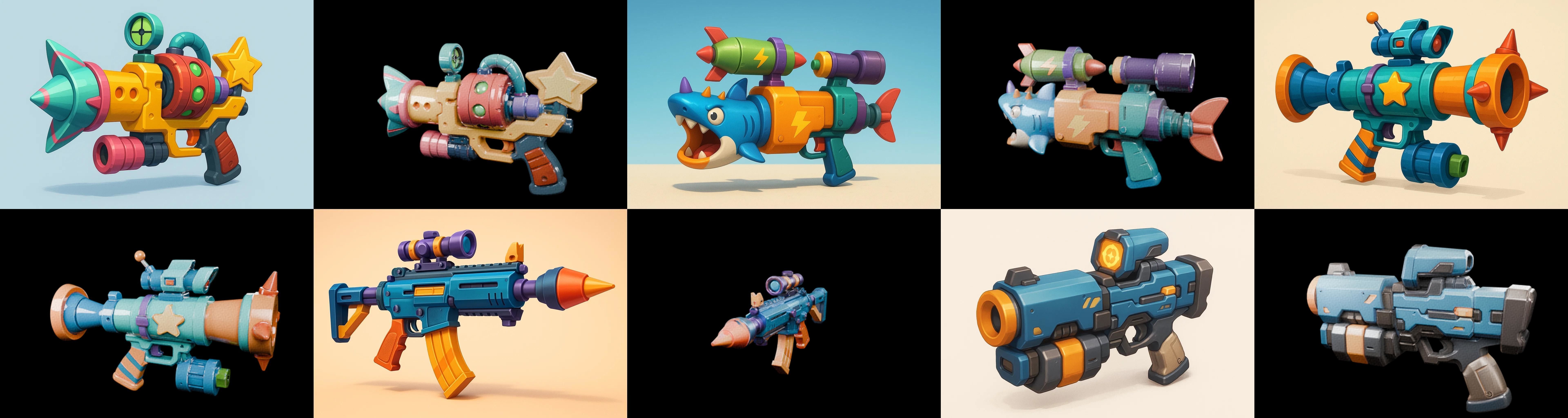 Weapon Rifle and Space Gun bundle 3 pack 100 glb Low-poly 3D model_14