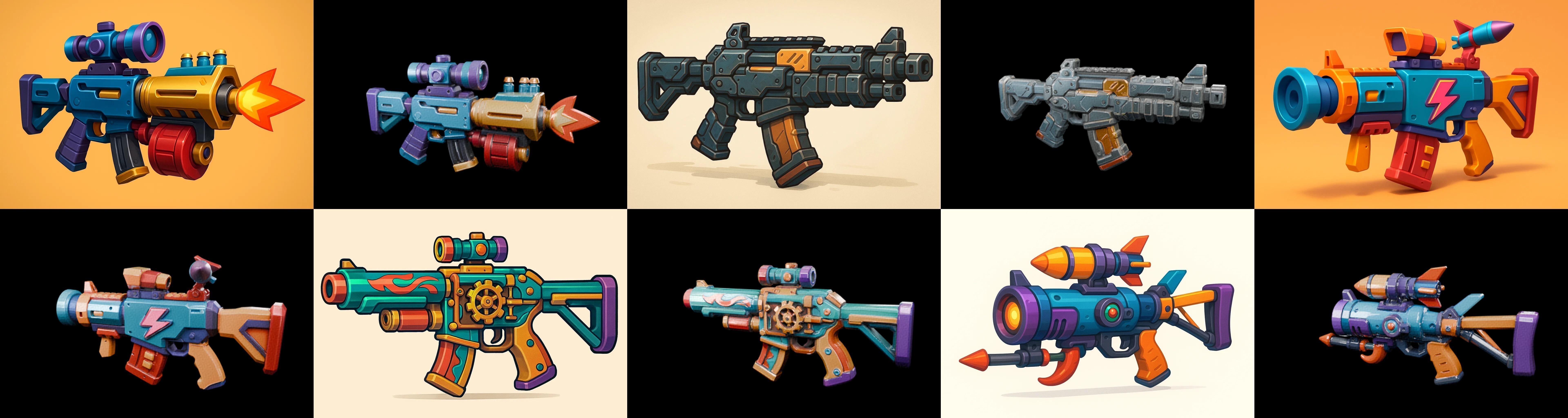 Weapon Rifle and Space Gun bundle 3 pack 100 glb Low-poly 3D model_18