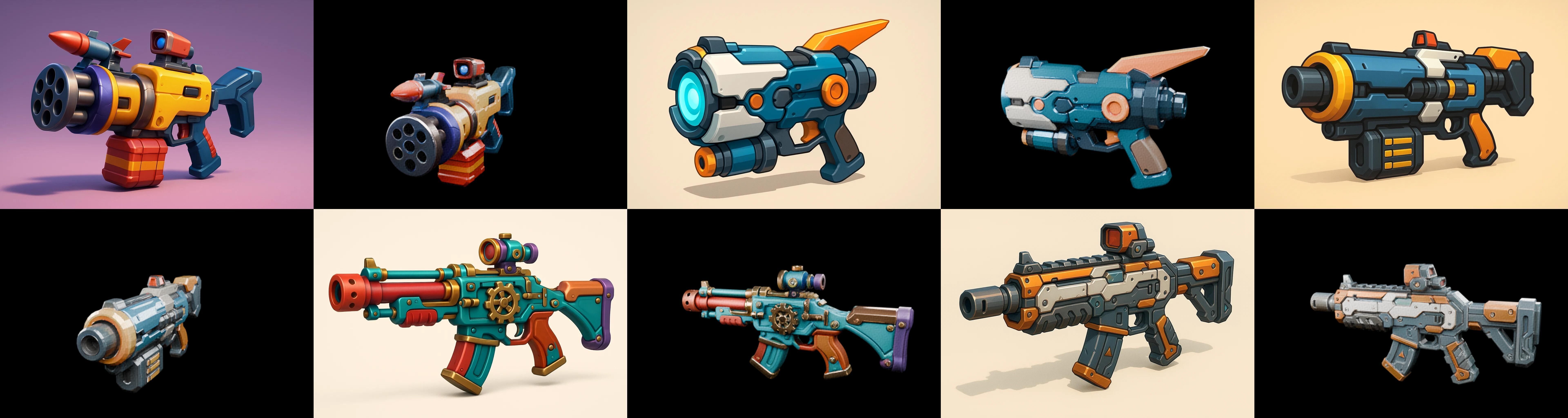 Weapon Rifle and Space Gun bundle 3 pack 100 glb Low-poly 3D model_2