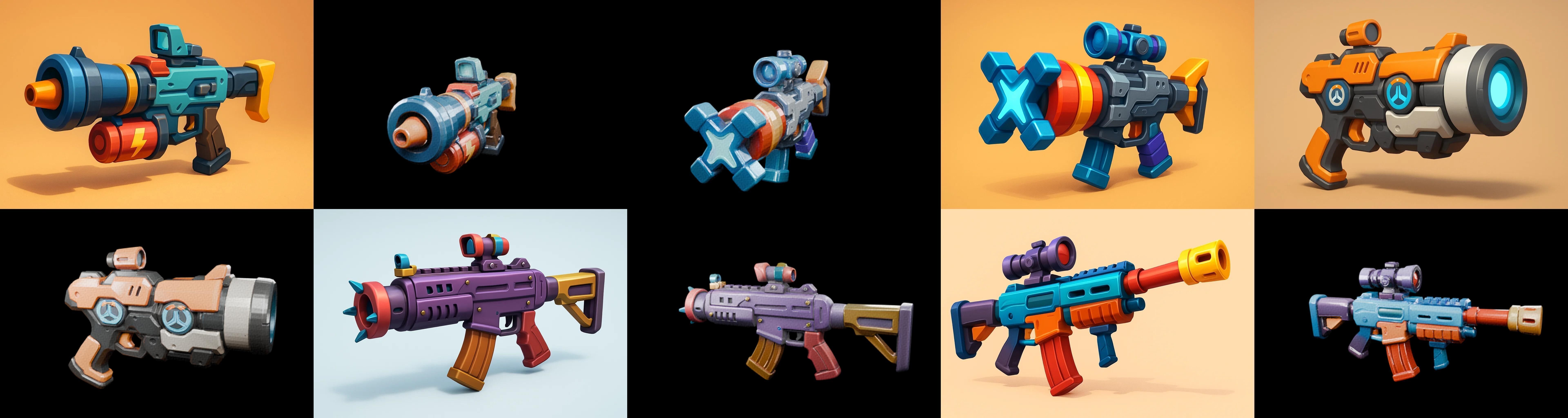 Weapon Rifle and Space Gun bundle 3 pack 100 glb Low-poly 3D model_3