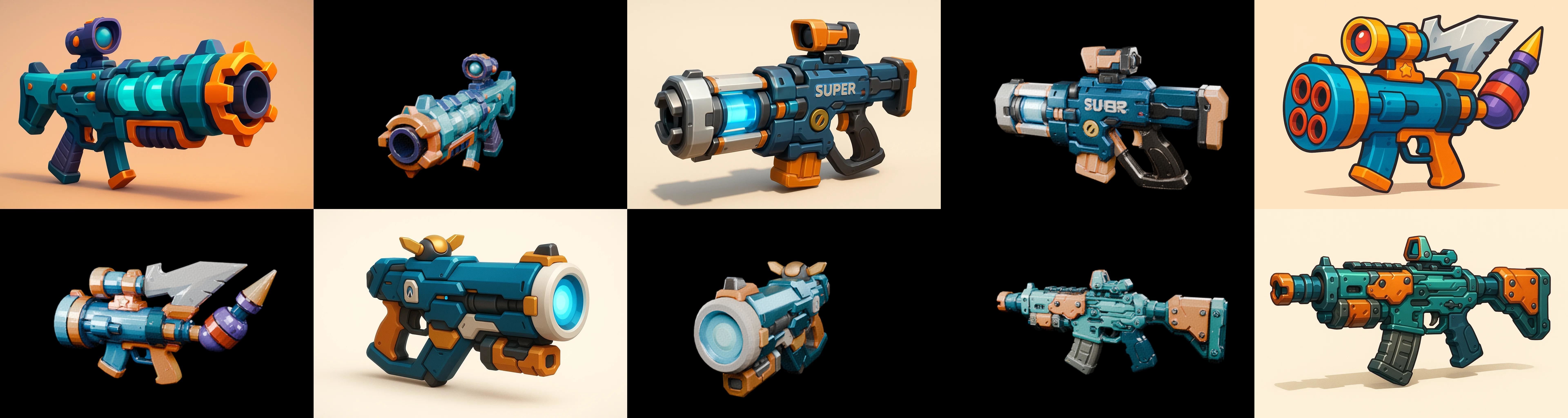 Weapon Rifle and Space Gun bundle 3 pack 100 glb Low-poly 3D model_10