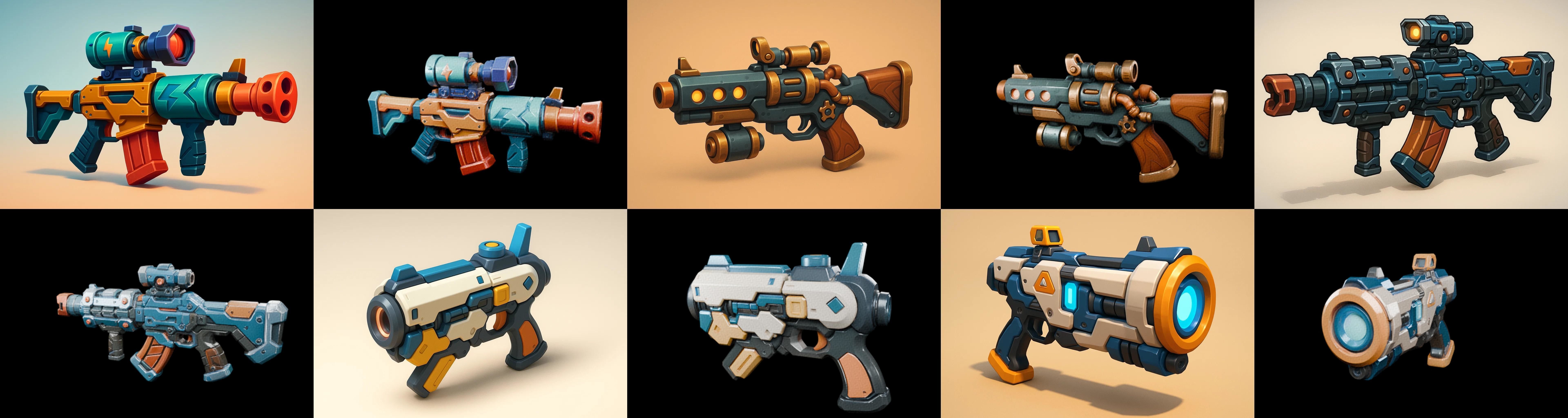 Weapon Rifle and Space Gun bundle 3 pack 100 glb Low-poly 3D model_8