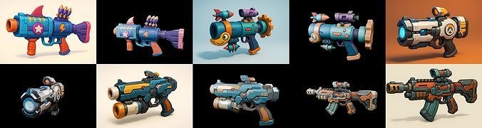 Weapon Rifle and Space Gun bundle 29 pack 100 glb Low-poly 3D model