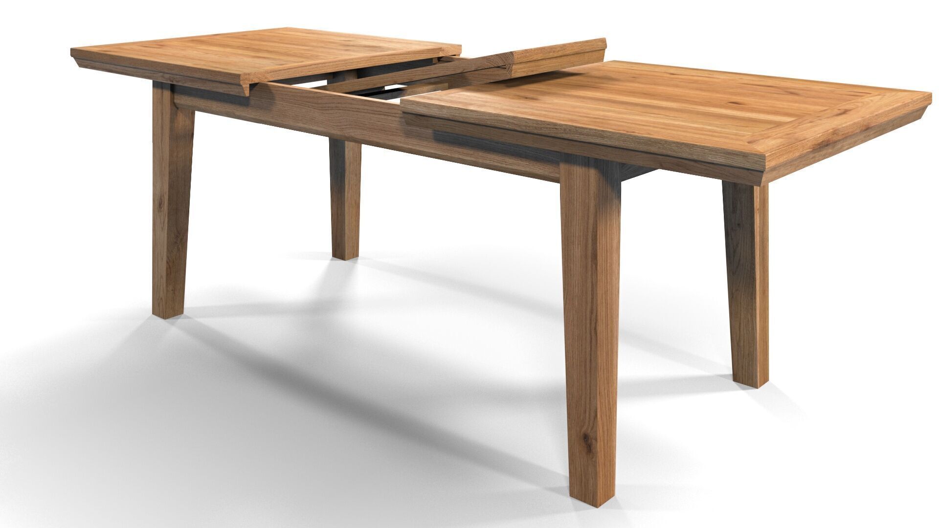 Country Extendable Dining Table 220 x 90 cm 87 x 35 in Solid Oak 3D model_25