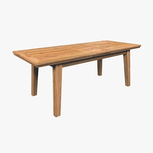 Country Extendable Dining Table 220 x 90 cm 87 x 35 in Solid Oak 3D model