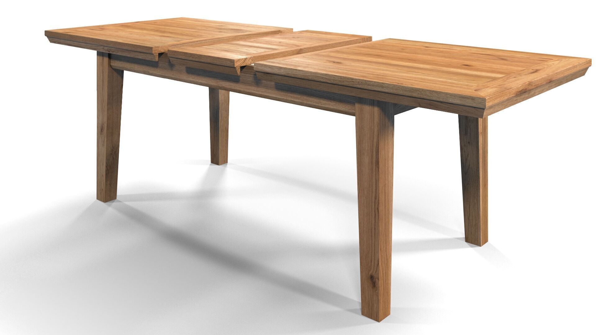 Country Extendable Dining Table 220 x 90 cm 87 x 35 in Solid Oak 3D model_24