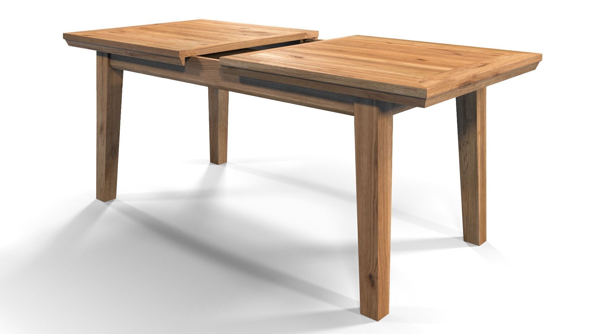 Country Extendable Dining Table 220 x 90 cm 87 x 35 in Solid Oak 3D model_27