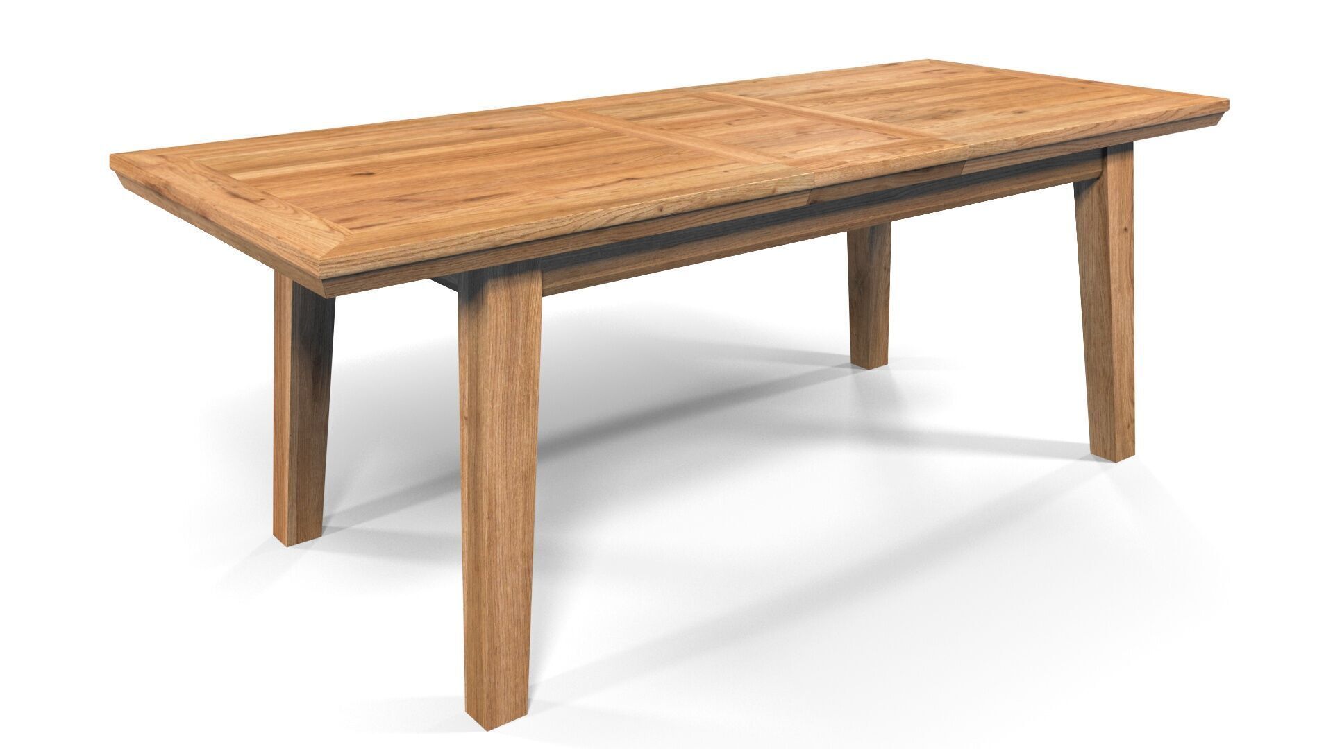 Country Extendable Dining Table 220 x 90 cm 87 x 35 in Solid Oak 3D model_1