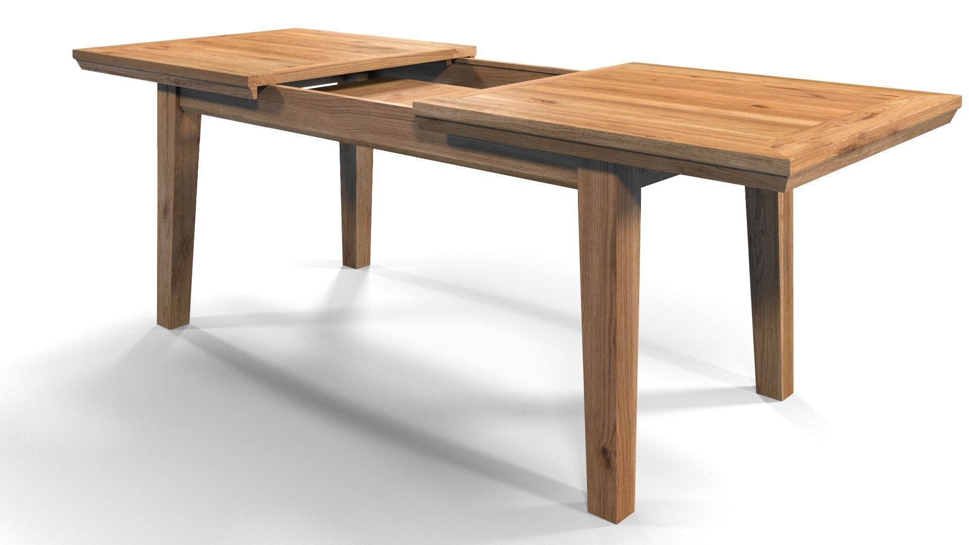 Country Extendable Dining Table 220 x 90 cm 87 x 35 in Solid Oak 3D model_26