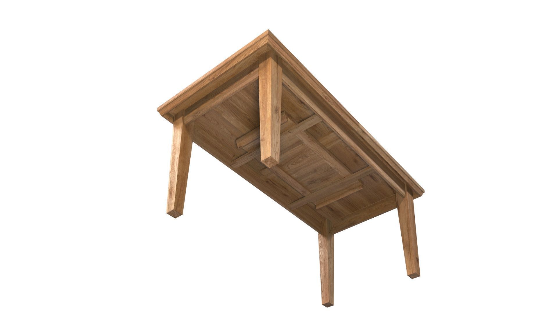 Country Extendable Dining Table 220 x 90 cm 87 x 35 in Solid Oak 3D model_19