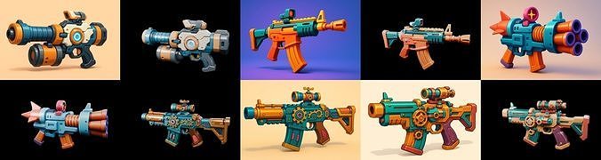 Weapon Rifle and Space Gun bundle 28 pack 100 glb Low-poly 3D model