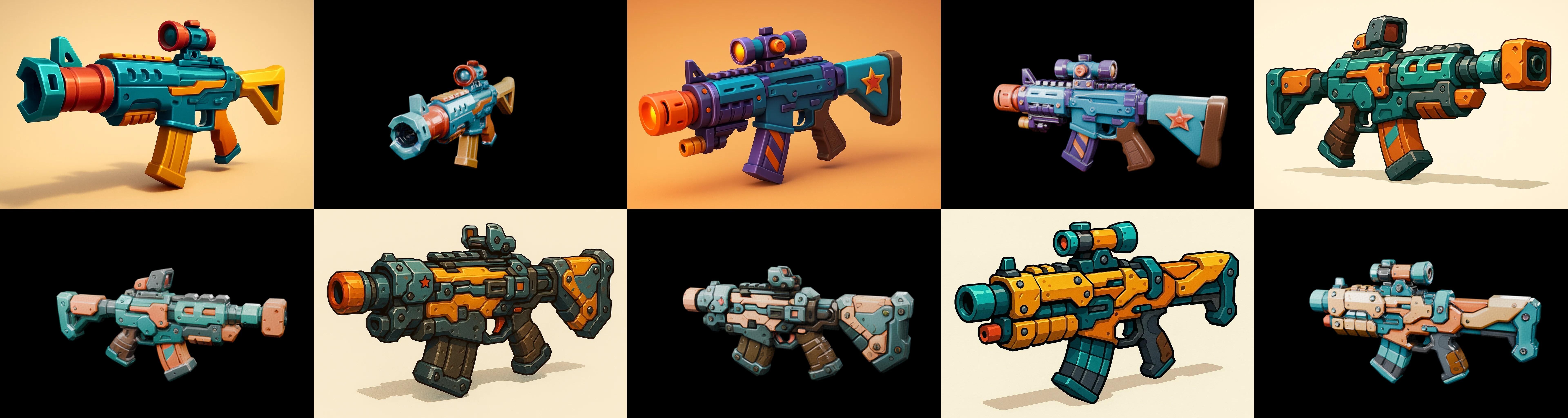 Weapon Rifle and Space Gun bundle 28 pack 100 glb Low-poly 3D model_15