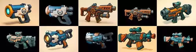 Weapon Rifle and Space Gun bundle 27 pack 100 glb