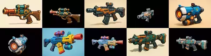 Weapon Rifle and Space Gun bundle 26 pack 100 glb