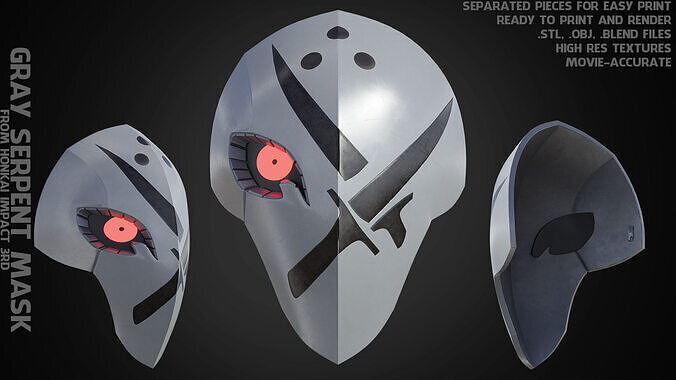 Honkai Impact 3rd Gray Serpent Mask for Cosplay 3D print model