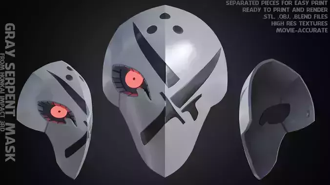 Honkai Impact 3rd Gray Serpent Mask for Cosplay 3D print model