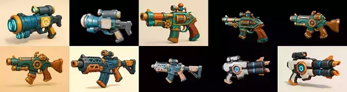 Weapon Rifle and Space Gun bundle 23 pack 100 glb