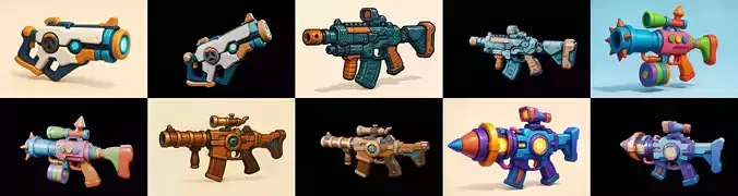 Weapon Rifle and Space Gun bundle 22 pack 100 glb