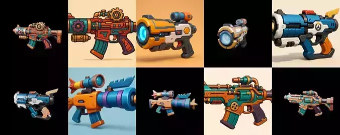 Weapon Rifle and Space Gun bundle 21 pack 100 glb