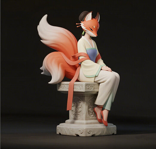 1093COLORFUL  Fox Spirit Woman  Pu Song Ling Style 3D print model