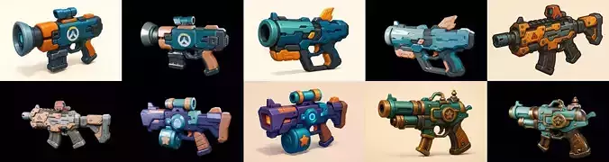 Weapon Rifle and Space Gun bundle 20 pack 100 glb