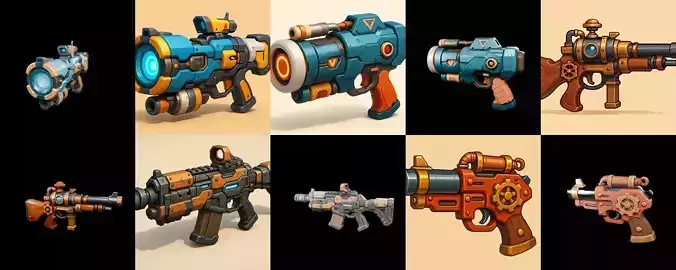 Weapon Rifle and Space Gun bundle 19 pack 100 glb