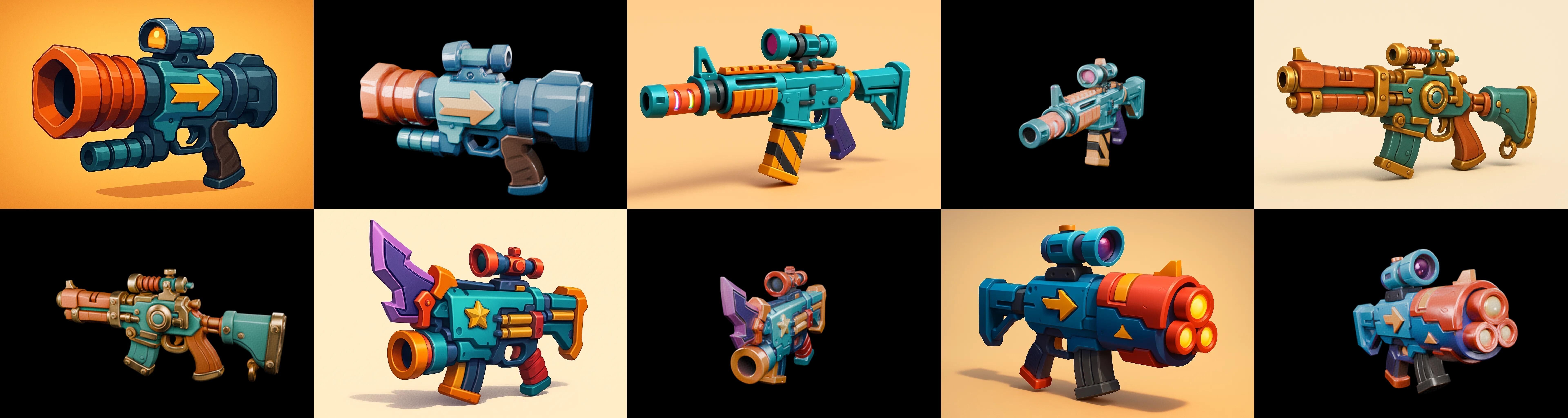 Weapon Rifle and Space Gun bundle 18 pack 100 glb Low-poly 3D model_10