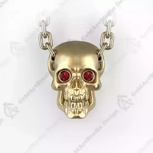 Skull pendant with round gemstones 001