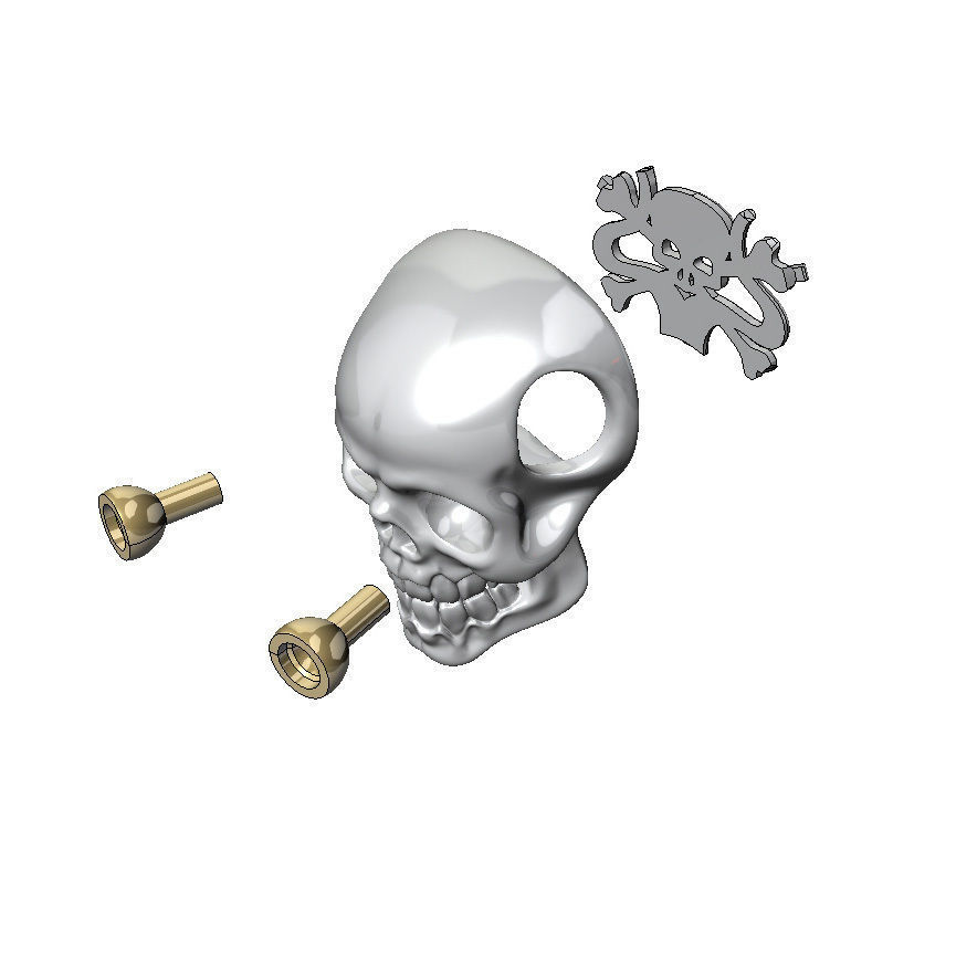 Skull pendant with round gemstones 001 3D print model_4