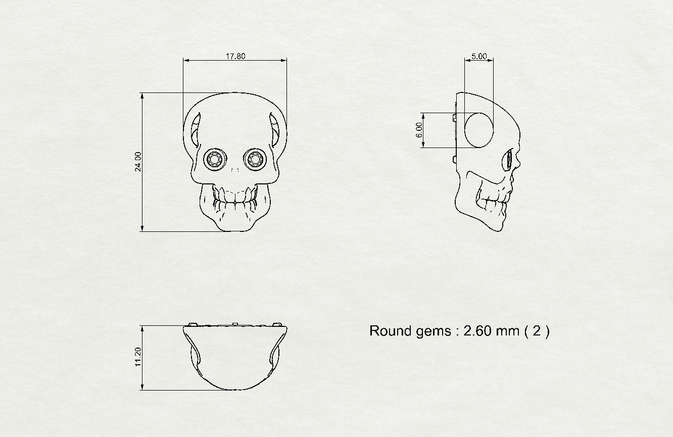 Skull pendant with round gemstones 001 3D print model_3
