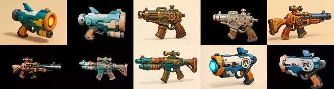 Weapon Rifle and Space Gun bundle 17 pack 100 glb