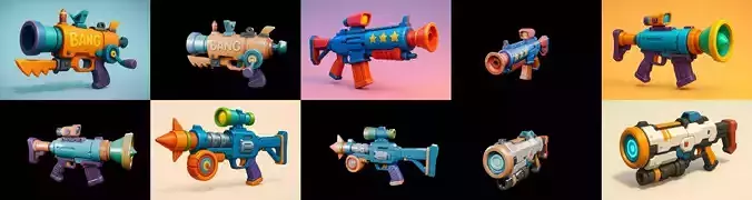 Weapon Rifle and Space Gun bundle 16 pack 100 glb