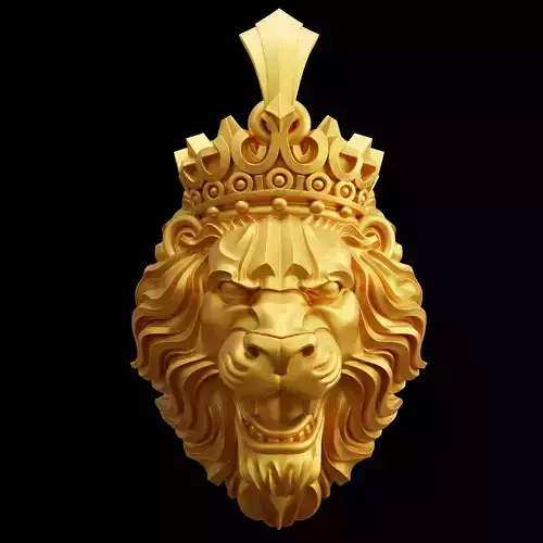 Bas-Relief Lion Head Pendant
