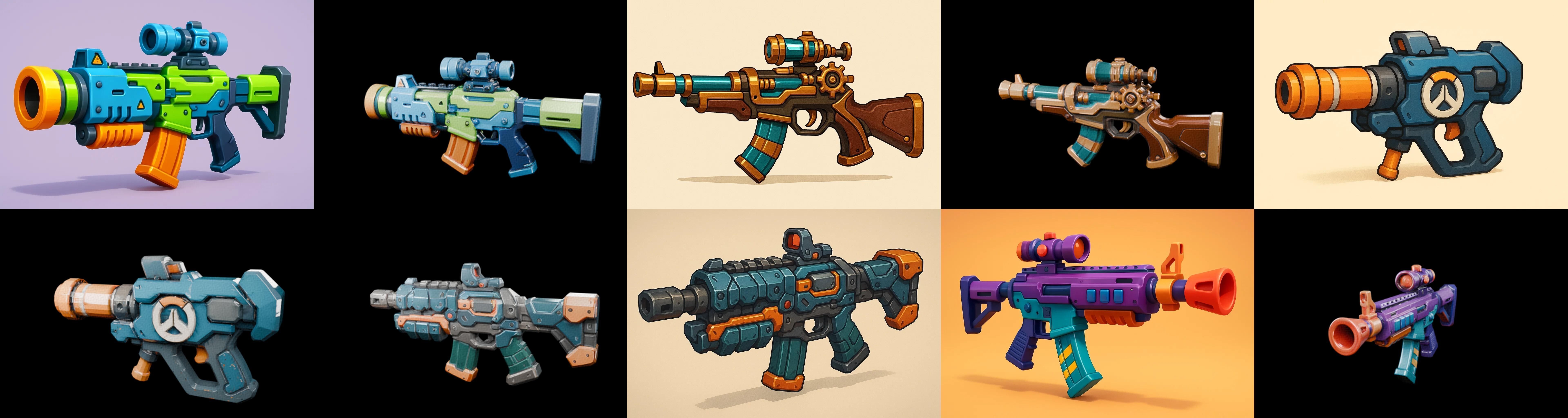 Weapon Rifle and Space Gun bundle 14 pack 100 glb Low-poly 3D model_6