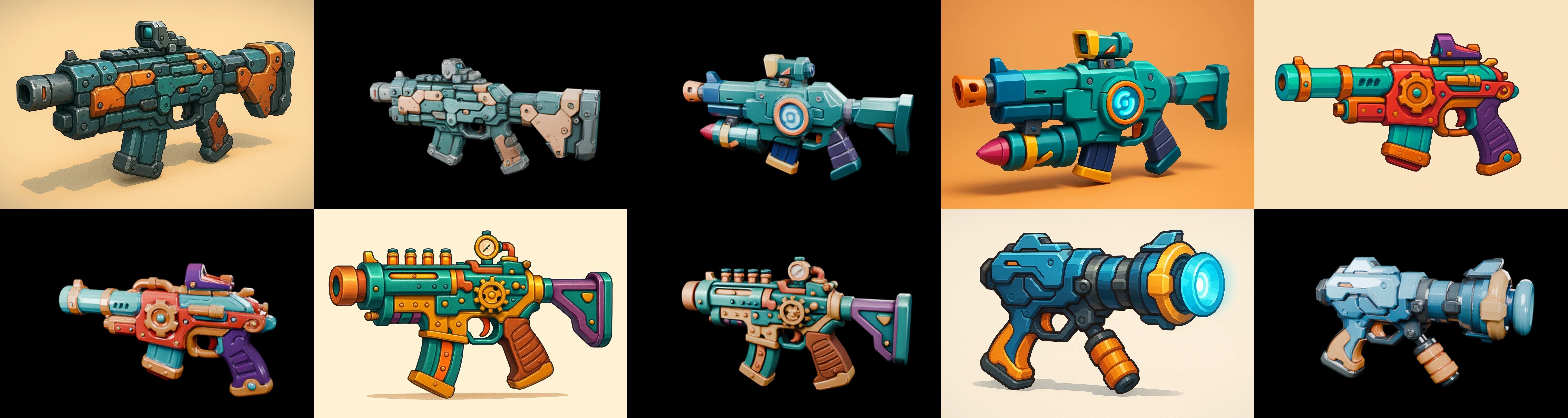 Weapon Rifle and Space Gun bundle 14 pack 100 glb Low-poly 3D model_1