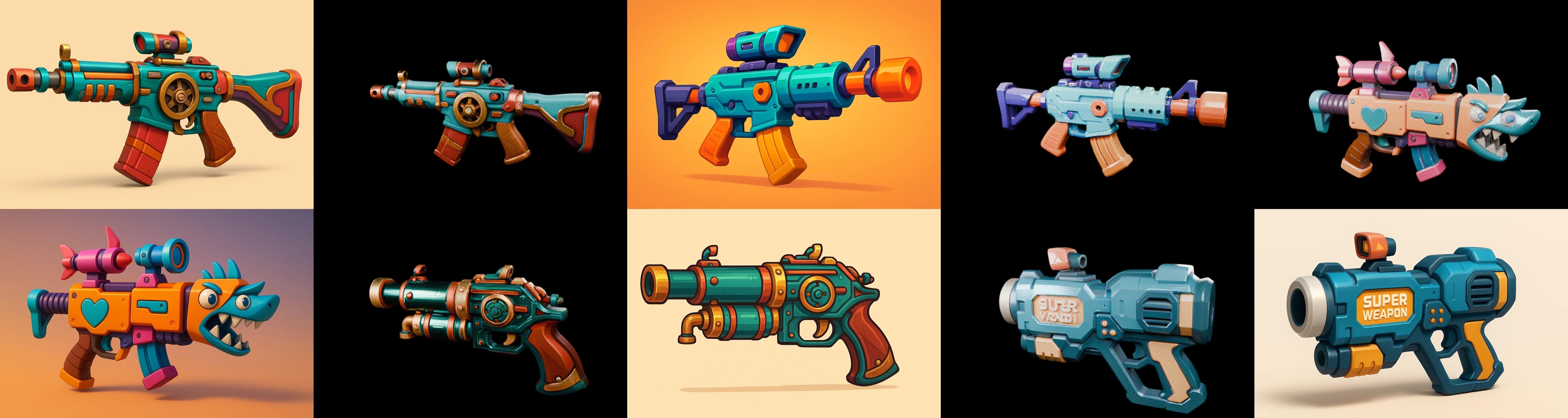 Weapon Rifle and Space Gun bundle 14 pack 100 glb Low-poly 3D model_12
