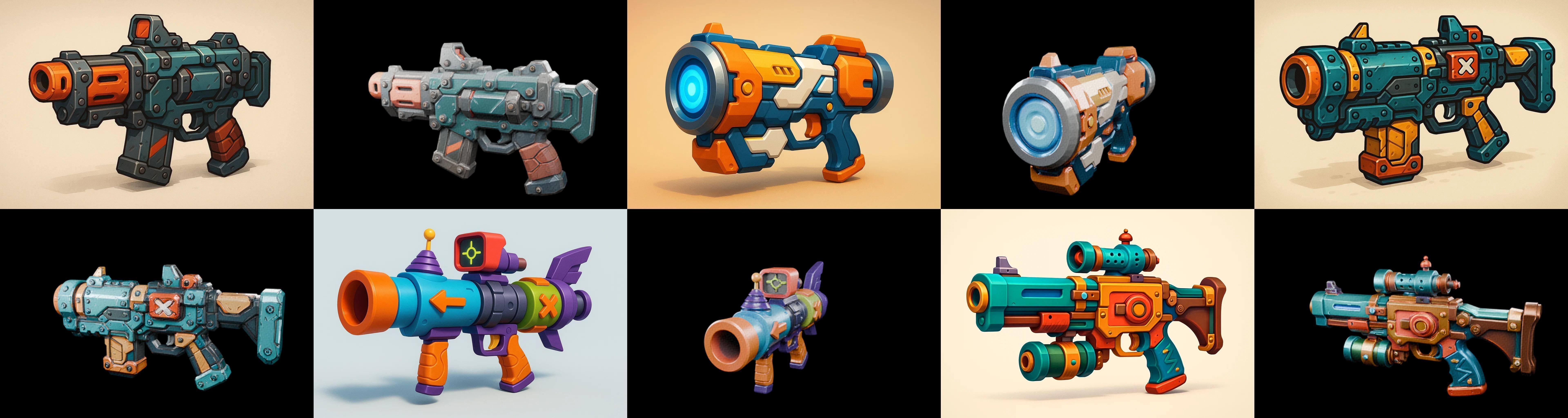 Weapon Rifle and Space Gun bundle 14 pack 100 glb Low-poly 3D model_10