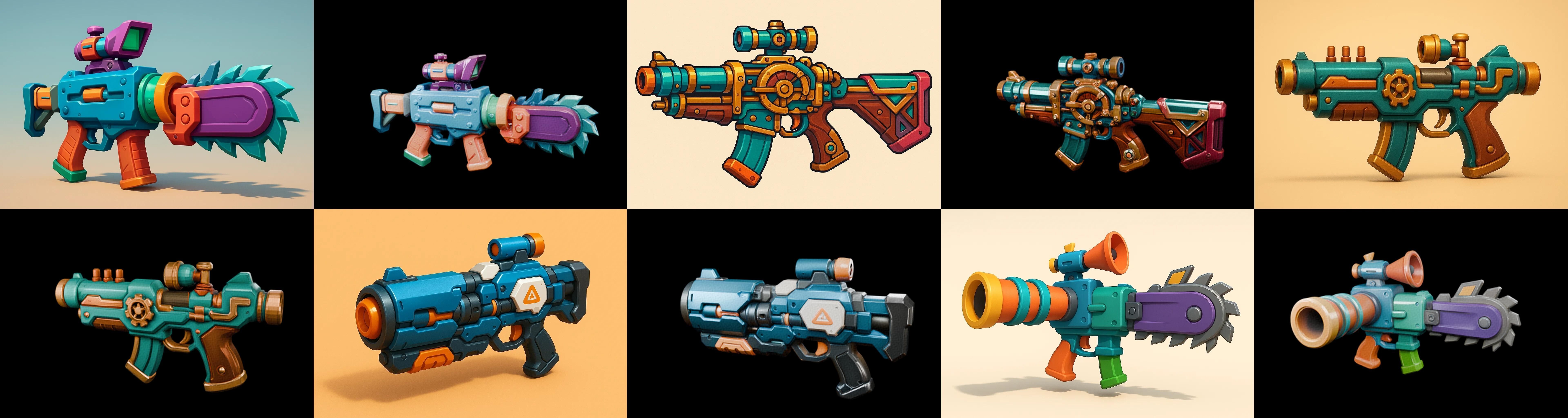 Weapon Rifle and Space Gun bundle 14 pack 100 glb Low-poly 3D model_13