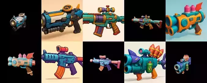 Weapon Rifle and Space Gun bundle 14 pack 100 glb