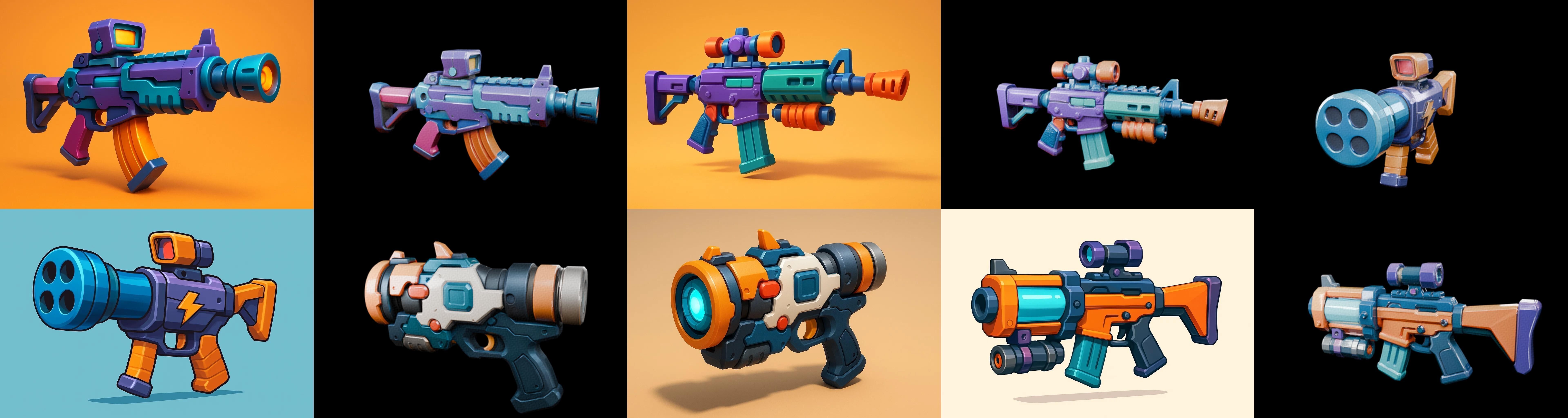 Weapon Rifle and Space Gun bundle 14 pack 100 glb Low-poly 3D model_5
