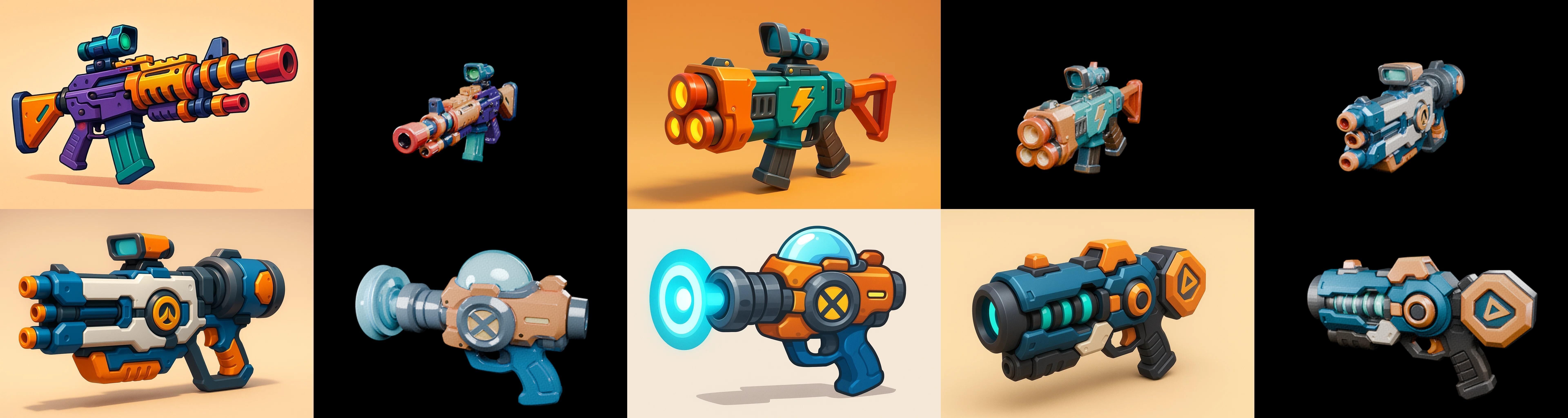 Weapon Rifle and Space Gun bundle 14 pack 100 glb Low-poly 3D model_16