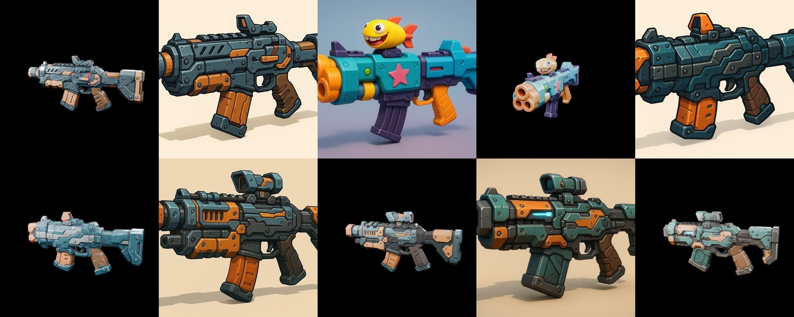 Weapon Rifle and Space Gun bundle 14 pack 100 glb Low-poly 3D model_2
