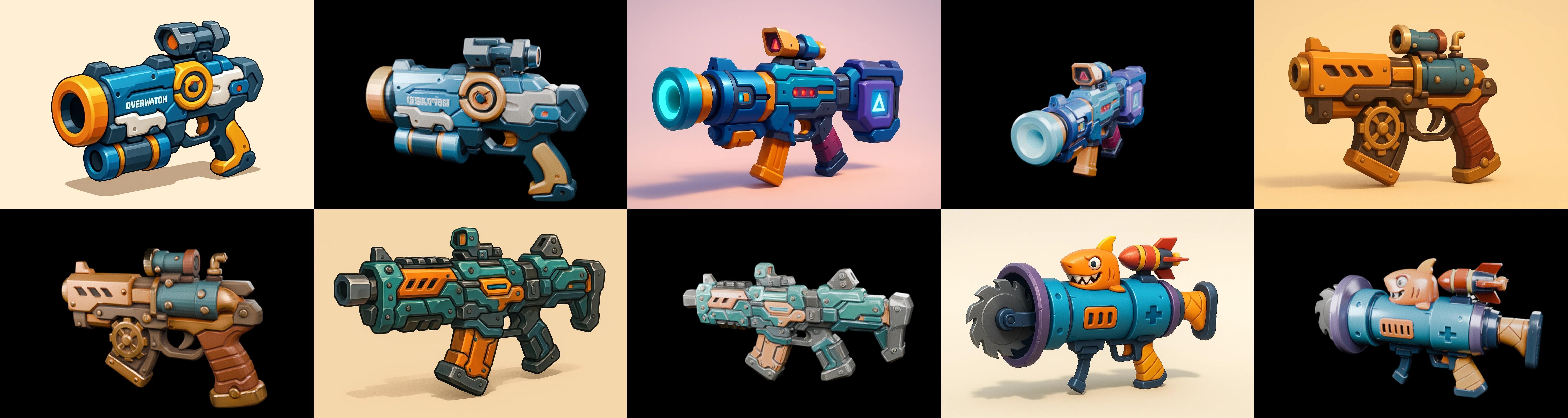 Weapon Rifle and Space Gun bundle 14 pack 100 glb Low-poly 3D model_17